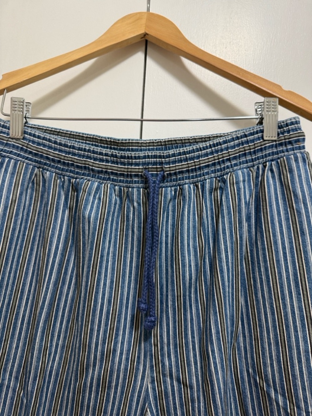Vintage Orvis 100% Cotton denim stripped elastic waist drawstring pants size 14 - Picture 3 of 8
